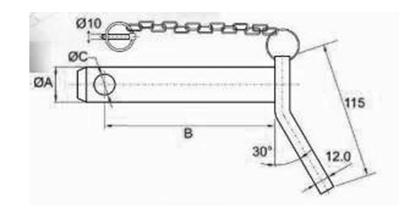 Bent Handle Hitch Pin specifications